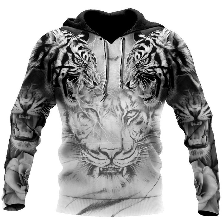 Tmarc Tee Double White Tiger Tattoo Over Printed Shirt For Men and Women