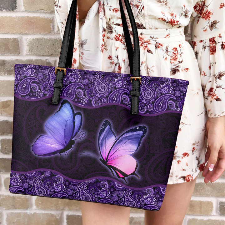 Tmarc Tee Butterfly Printed Leather Tote Bag