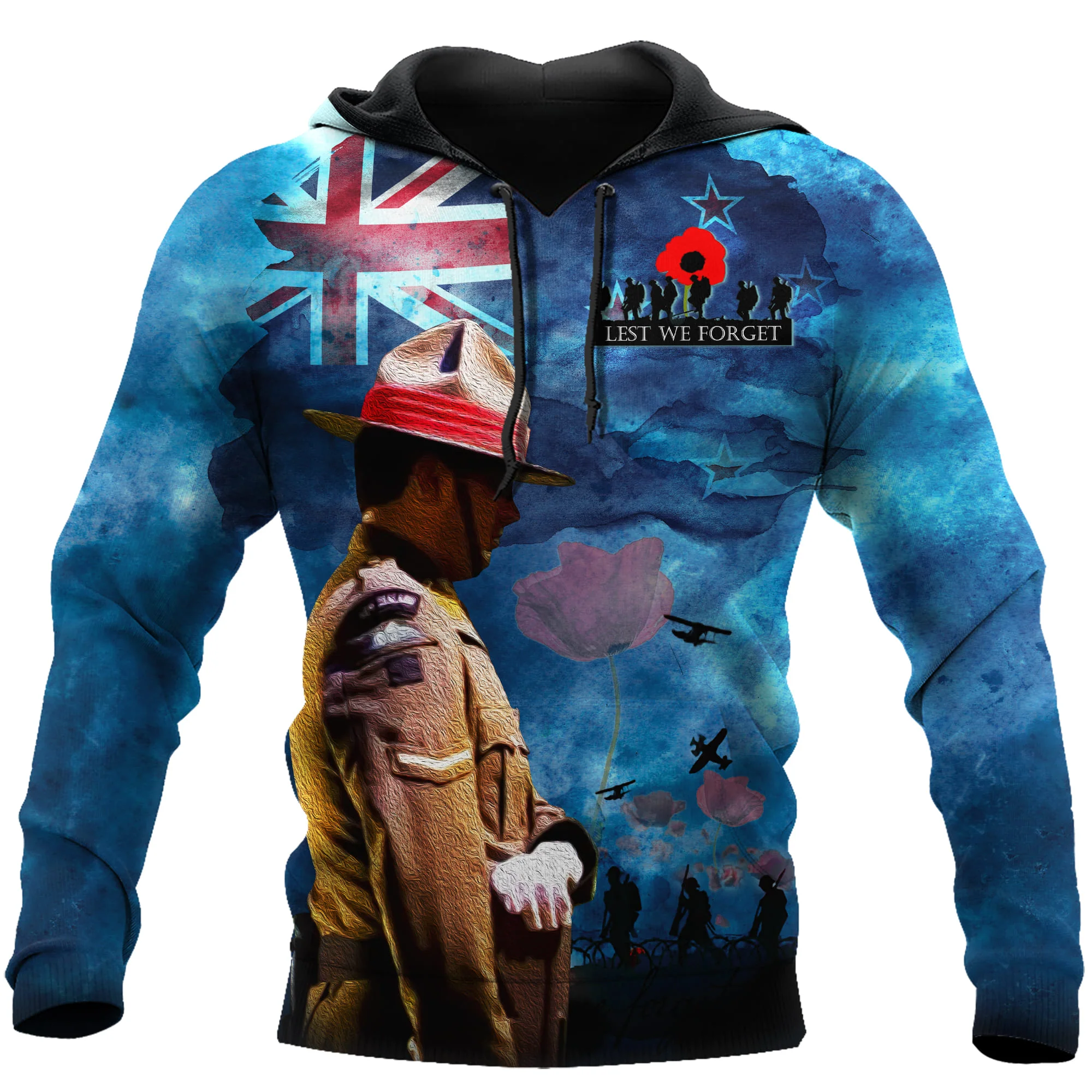 Tmarc Tee Anzac Day New Zealand Flag Lest We Forget 3 Hoodie