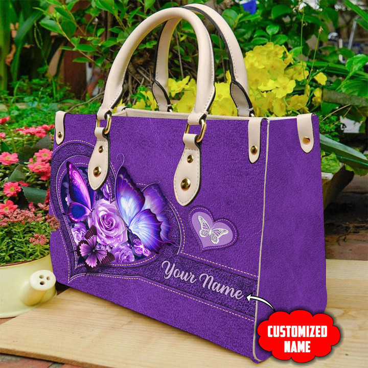 Tmarc Tee Customized Name Butterfly Printed Leather Bag