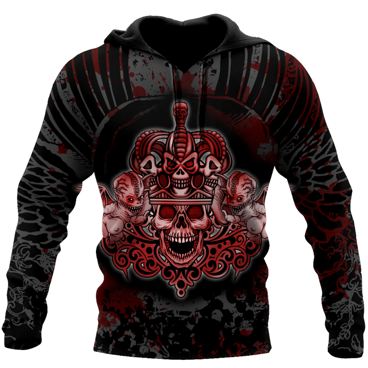 Tmarc Tee Gothic coat of arms with skull and angels D all over printed for men and women