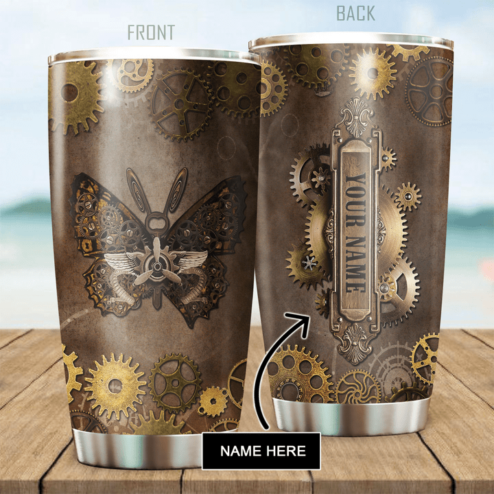 Tmarc Tee Customized Name Butterfly Steel Stainless Tumbler PD