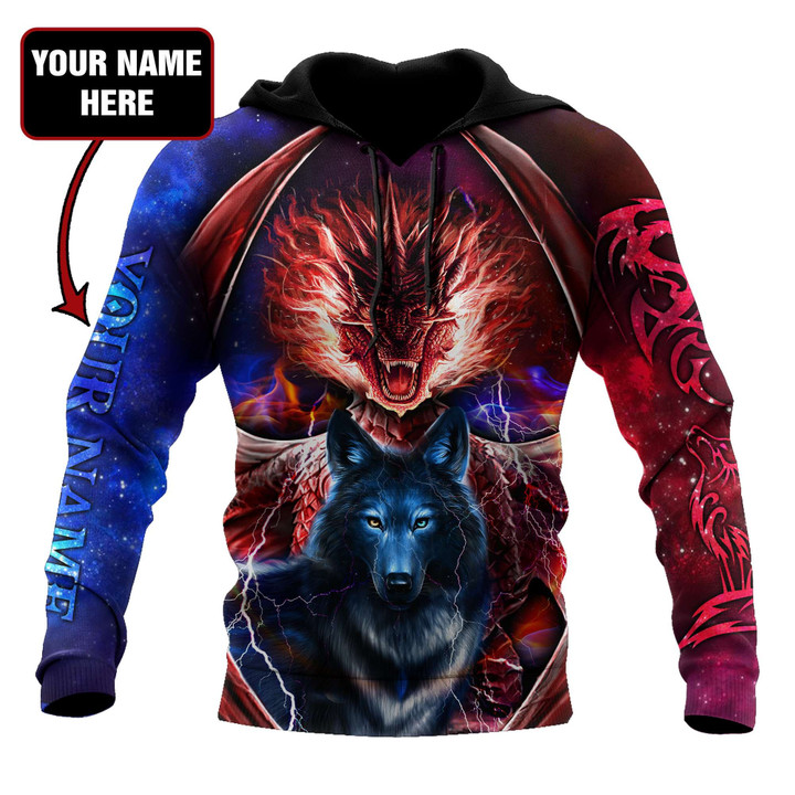 Tmarc Tee Dragon And Wolf D Over Printed Hoodie Custom Name