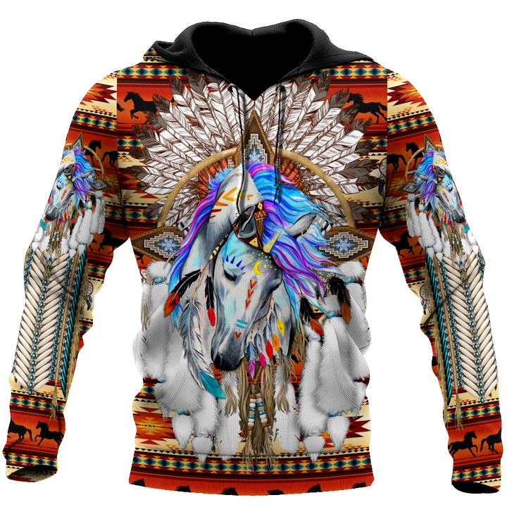 Tmarc Tee Horse Dreamcatcher Native American Blue Hoodie Shirts DA-LAM