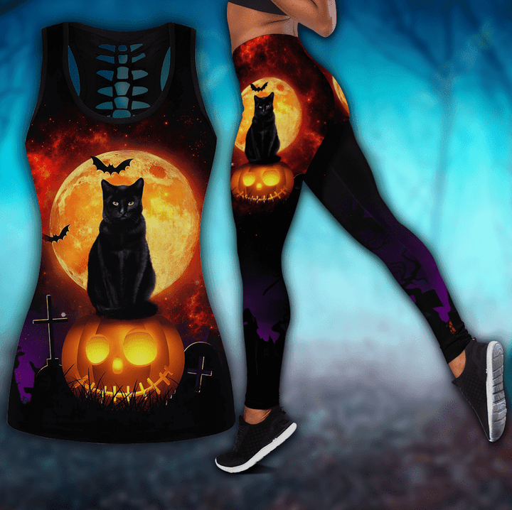 Tmarc Tee Halloween Black Cat Combo Outfit For Women AM-LAM
