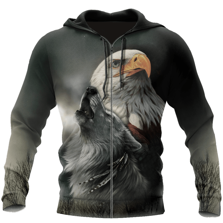 Tmarc Tee Eagle And Wolf Native American D Hoodie Shirt For Men And Women LAM