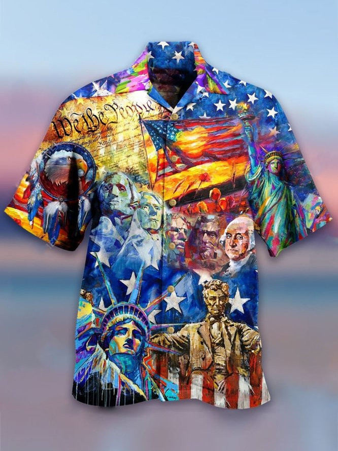 Tmarc Tee Happy Independence Day America All Over Printing Hawaiian Shirt