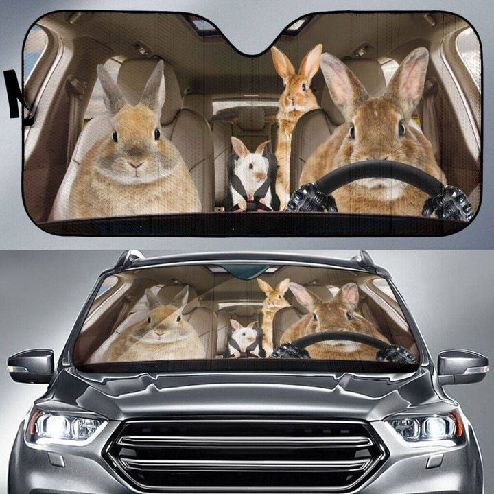 Tmarc Tee Four Rabbits Family Funny Car Auto Sunshade