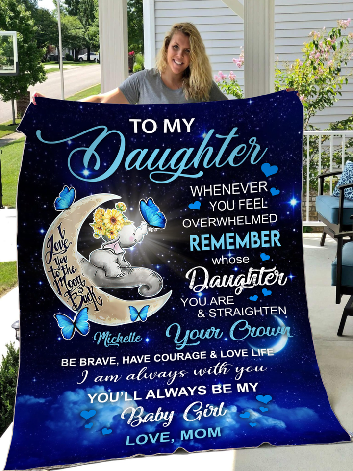Tmarc Tee My Daughter Butterfly Elephant Love You To The Moon Personalized Blanket Memorial Gifts