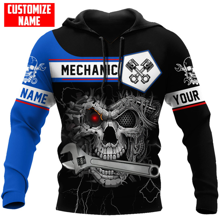 Tmarc Tee Mechanic Skull Customized Name Auto Mechanic Unisex Shirts