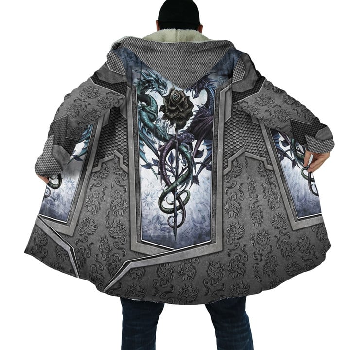 Tmarc Tee Dragon Couple Rose Flowers Armor 3D Winter Shirts