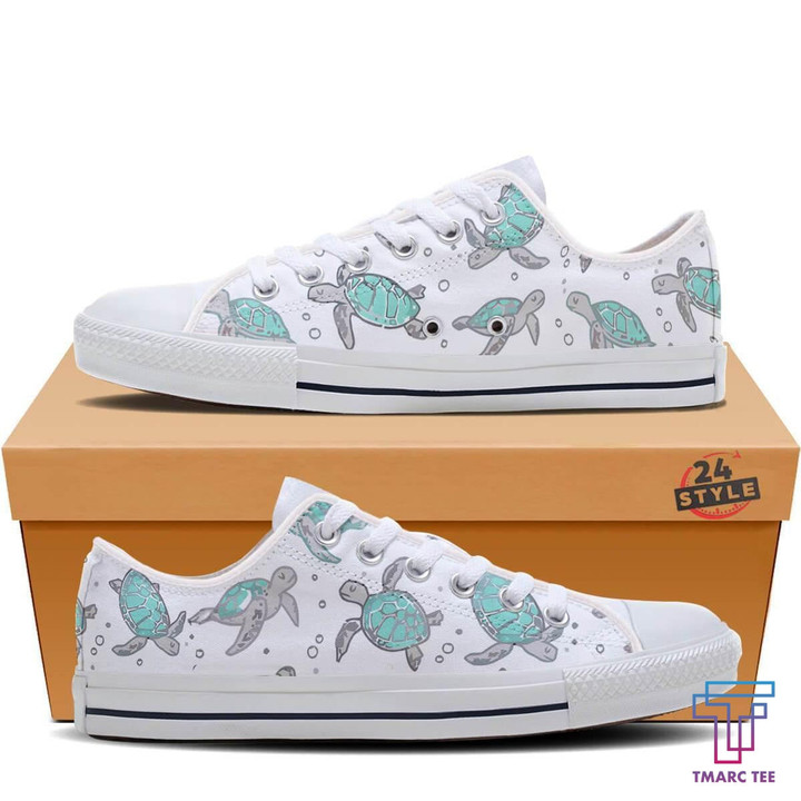 Sea Turtle Shoes For Turtle Lovers TA030625 - Amaze Style™-LOW TOP CANVAS SHOES
