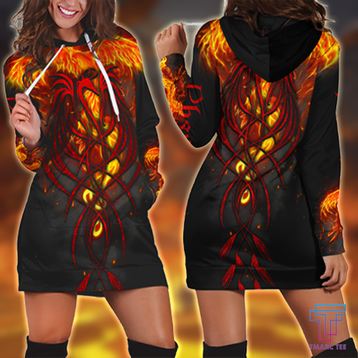 Phoenix Tattoo 3D All Over Printed Hoodiedress by SUN AM200501 - Amaze Style™-Apparel