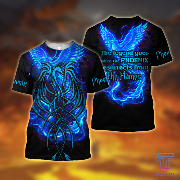 Royal Blue Phoenix Tattoo 3D All Over Printed T-Shirt Short by SUN AM250502 - Amaze Style™-Apparel
