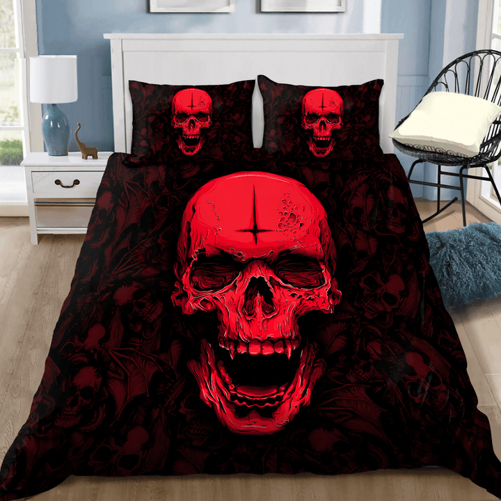 Tmarc Tee Red Satanic Skull Bedding Set MH