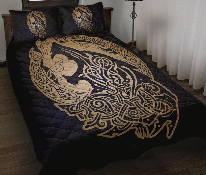 Tmarc Tee Viking Wolf Celtic Galaxy Quilt Bed Set
