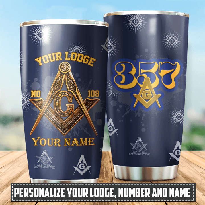 Tmarc Tee Stainless Steel Tumbler Freemason Personalized Lodge, Name, Number