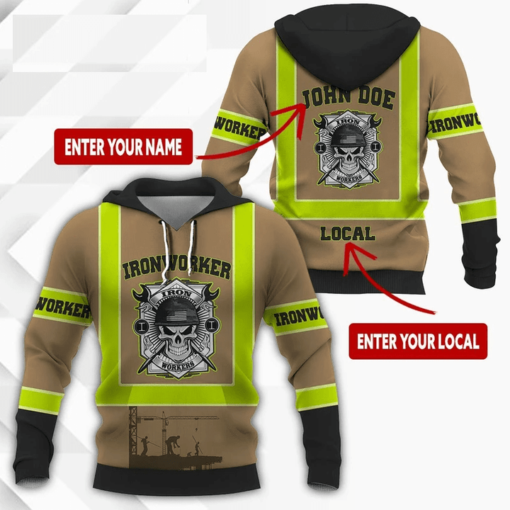 Tmarc Tee Premium D Print Personalized Skull Ironworker Safety Shirts MEI
