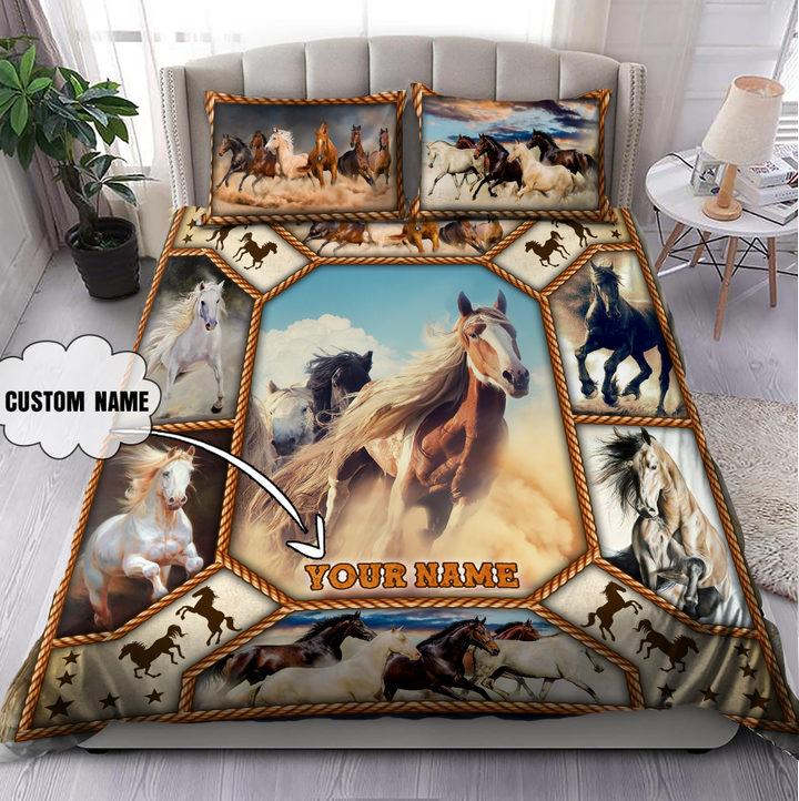 Tmarc Tee Personalized Name Rodeo Bedding Set Horse Art Ver