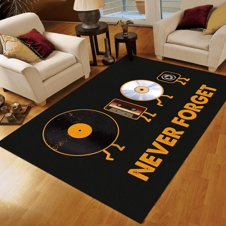 Tmarc Tee Never Forget Vinyl Record, Cassette, CD and MP Audio Player Rug
