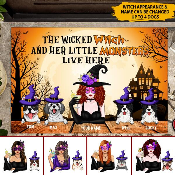Tmarc Tee The Wicked Witch And Her Little Monsters Live Here Personalized Welcome Doormat, Best Gift For Home Decoration
