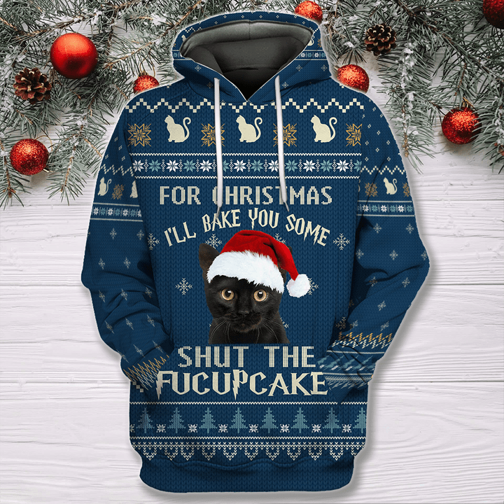Tmarc Tee Personalized Pet Photo For Christmas I'll Bake You Sone Shut The Fucupcakes D All Over Print Unisex Hoodie Knitted Sweater, Christmas Gifts For Pet Lovers