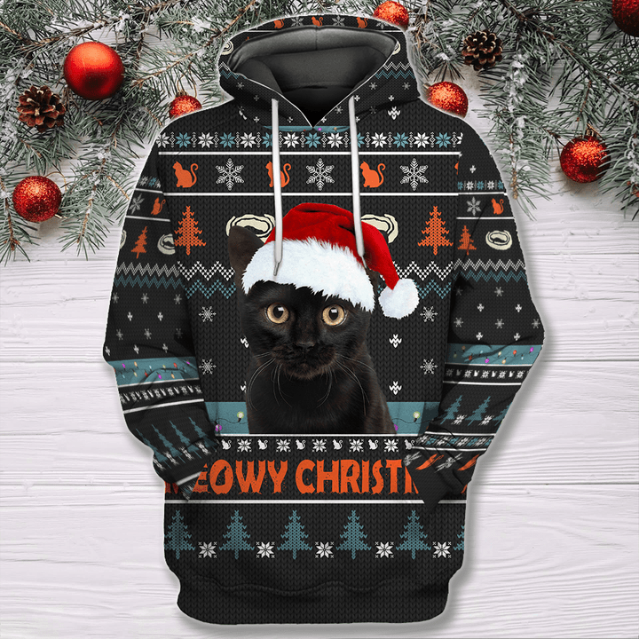 Tmarc Tee Personalized Pet Photo Meowy Christmas D All Over Print Unisex Hoodie, Knitted Sweater, Christmas Gifts For Pet Lovers
