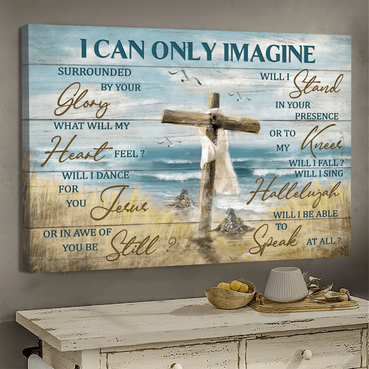 Tmarc Tee Turtle to the ocean I can only imagine Jesus Landscape Canvas Print Wall Art