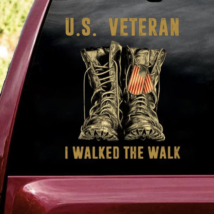 Tmarc Tee US veteran i walked the walk Car Decal