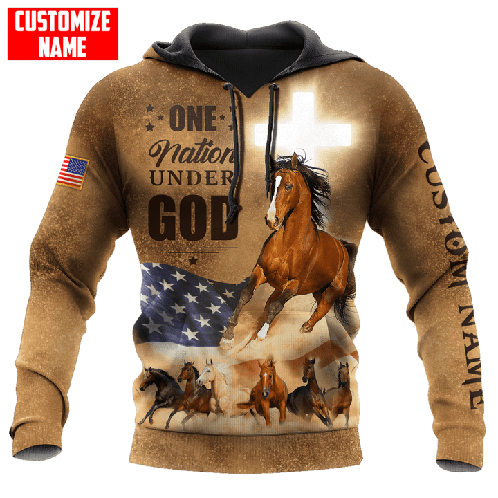 Tmarc Tee Personalized Horse Jesus One Nation Under God Unisex