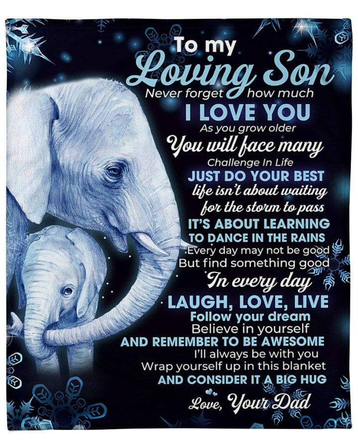 Tmarc Tee To My Son From Dad Love Elephant - Premium Fleece Blanket