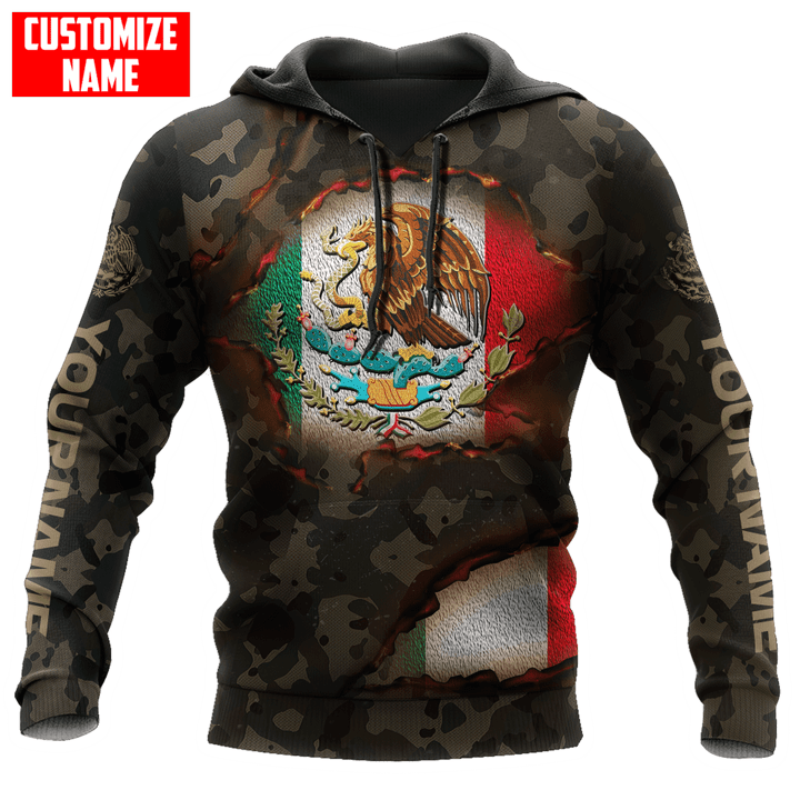 Tmarc Tee Personalized Mexico Flag Distressed Bleached All D Over Printed Unisex Hoodie