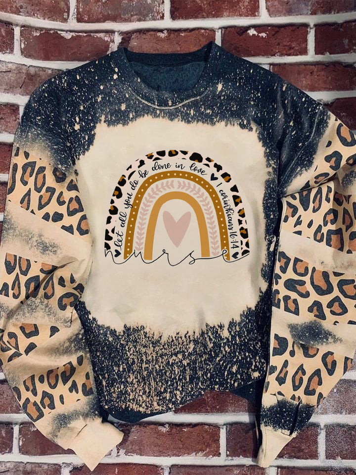 Tmarc Tee Nurse Rainbow Leopard Bleached Sweater
