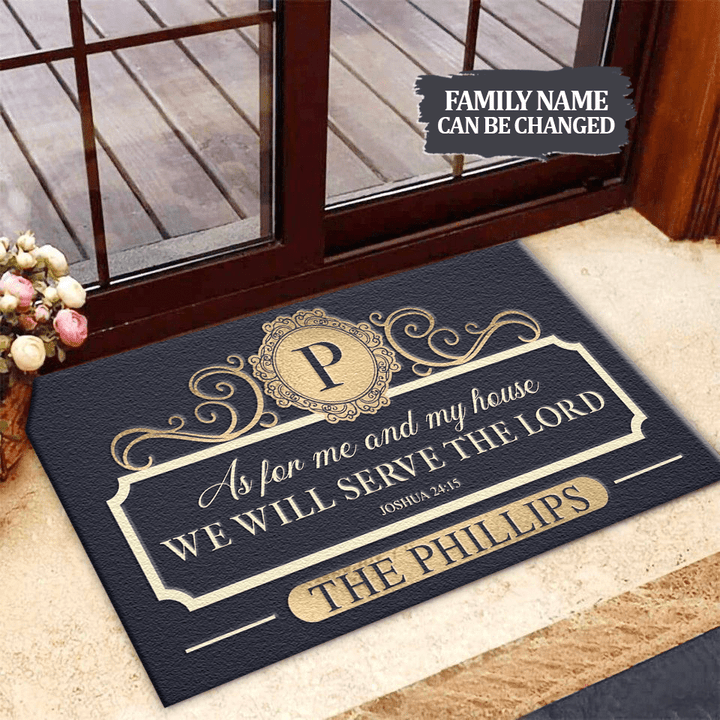 Tmarc Tee Personalized Elegant Family Home Serve The Lord Doormat .CXT