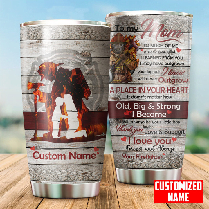 Tmarc Tee Personalized Name Firefighter To My Mom Stainless Steel Tumbler