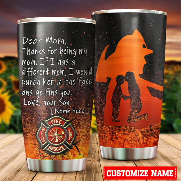 Tmarc Tee Personalized Name Firefighter Stainless Steel Tumbler