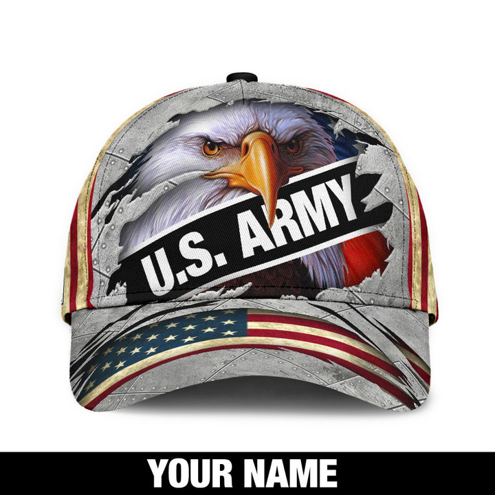 US Army Hat Custom name Eagle scratched Vintage Veteran Cap Tmarc Tee