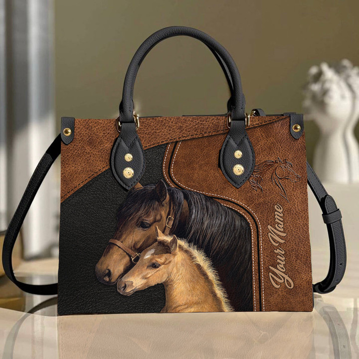 Tmarc Tee Customized Name Horse Printed Leather Handbag PH