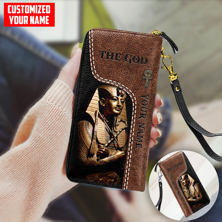 Custom name Pharaoh The God Ancient Egypt Leather Wallet Tmarc Tee TNA