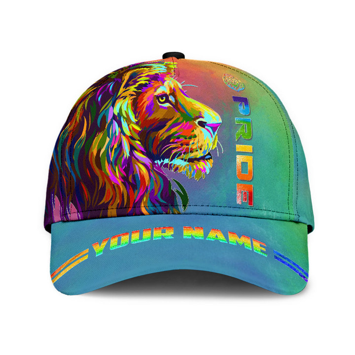Tmarc Tee Personalized LGBT Lion PRIDE LGBTQ Flag Color 3D Classic Cap