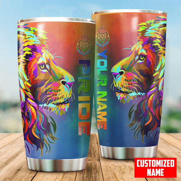 Tmarc Tee Personalized LGBT Lion PRIDE 2022 LGBTQ Flag Color 3D Tumbler