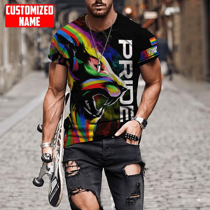 Tmarc Tee Personalized LGBT Lion PRIDE Smoke LGBTQ Flag 3D Unisex Shirt