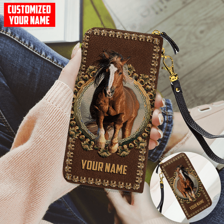Tmarc Tee Customized Name Chestnut Horse All Over Printed Leather Wallet