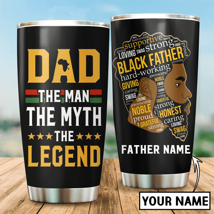Tmarc Tee Personalized Name Black Dad The Man The Myth The Legend Stainless Steel Tumbler NH