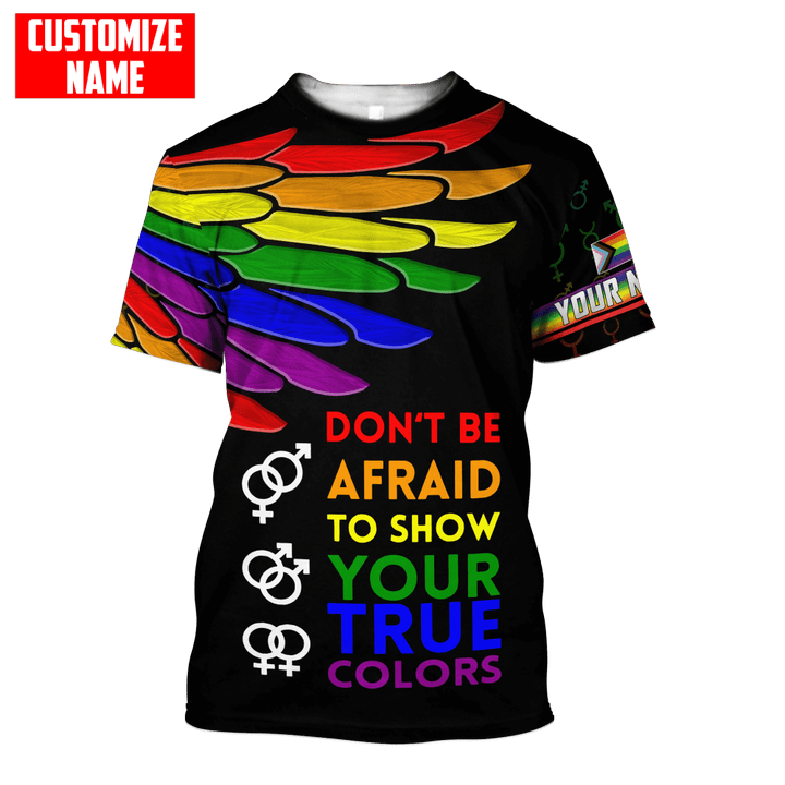 Tmarc Tee Personalized LGBT Don't Be Afraid To Show Your True Colors Wings PRIDE 2022 LGBTQ Flag Unisex Shirts