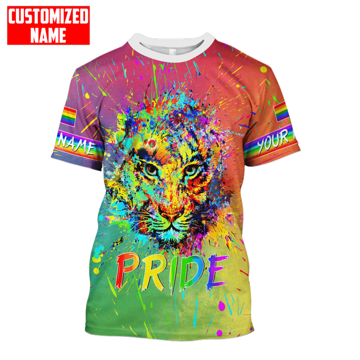 Tmarc Tee Personalized LGBT Tiger PRIDE Splash Paint Color 3D Shirt