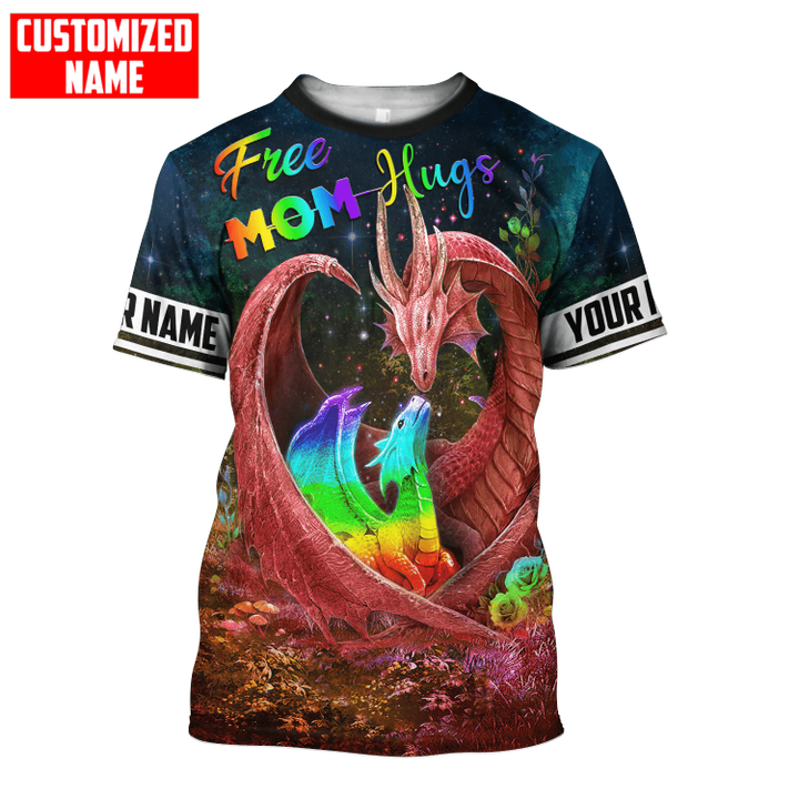 Tmarc Tee Personalized LGBT Dragon PRIDE Free Mom Hugs 3D Unisex Shirt