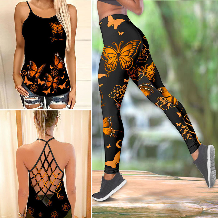 Tmarc Tee Customized name Butterfly All Over Printed Combo Camisole tank + Legging