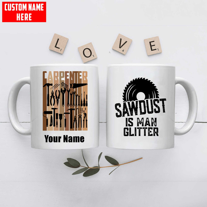 Tmarc Tee Personalized Sawdust Is Man Glitter Father's Day Gift Mug