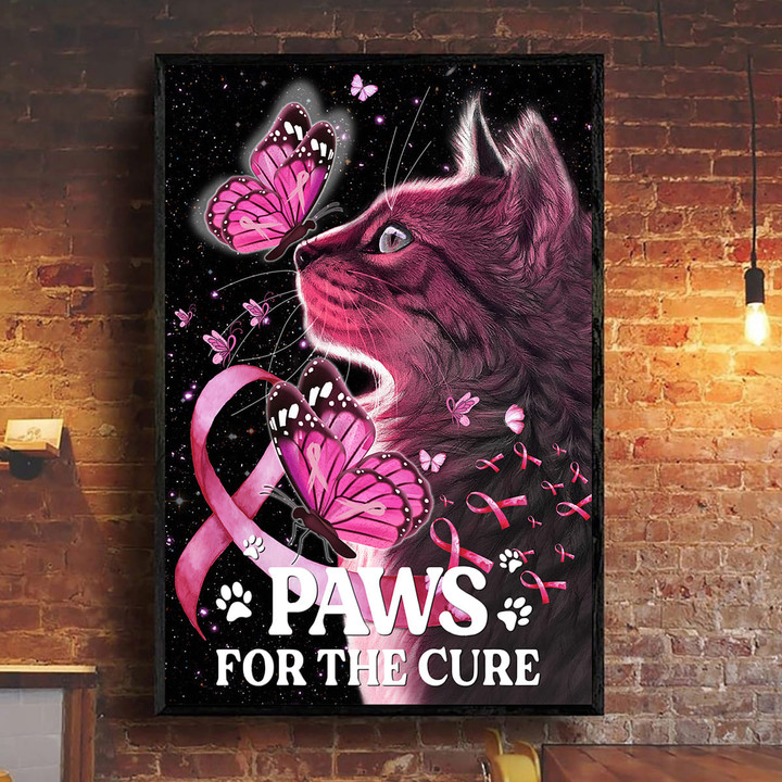 Tmarc Tee Paws For The Cure Breast Cancer Awareness All Over Printed Poster